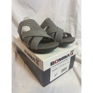 Romika Women’s Leather Slide Sandals – Size 37 (US 6.5-7) – Gray – NIB